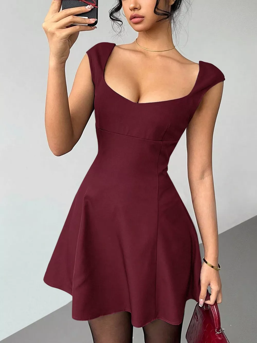Sleeveless A-Line Mini Dress, image 3