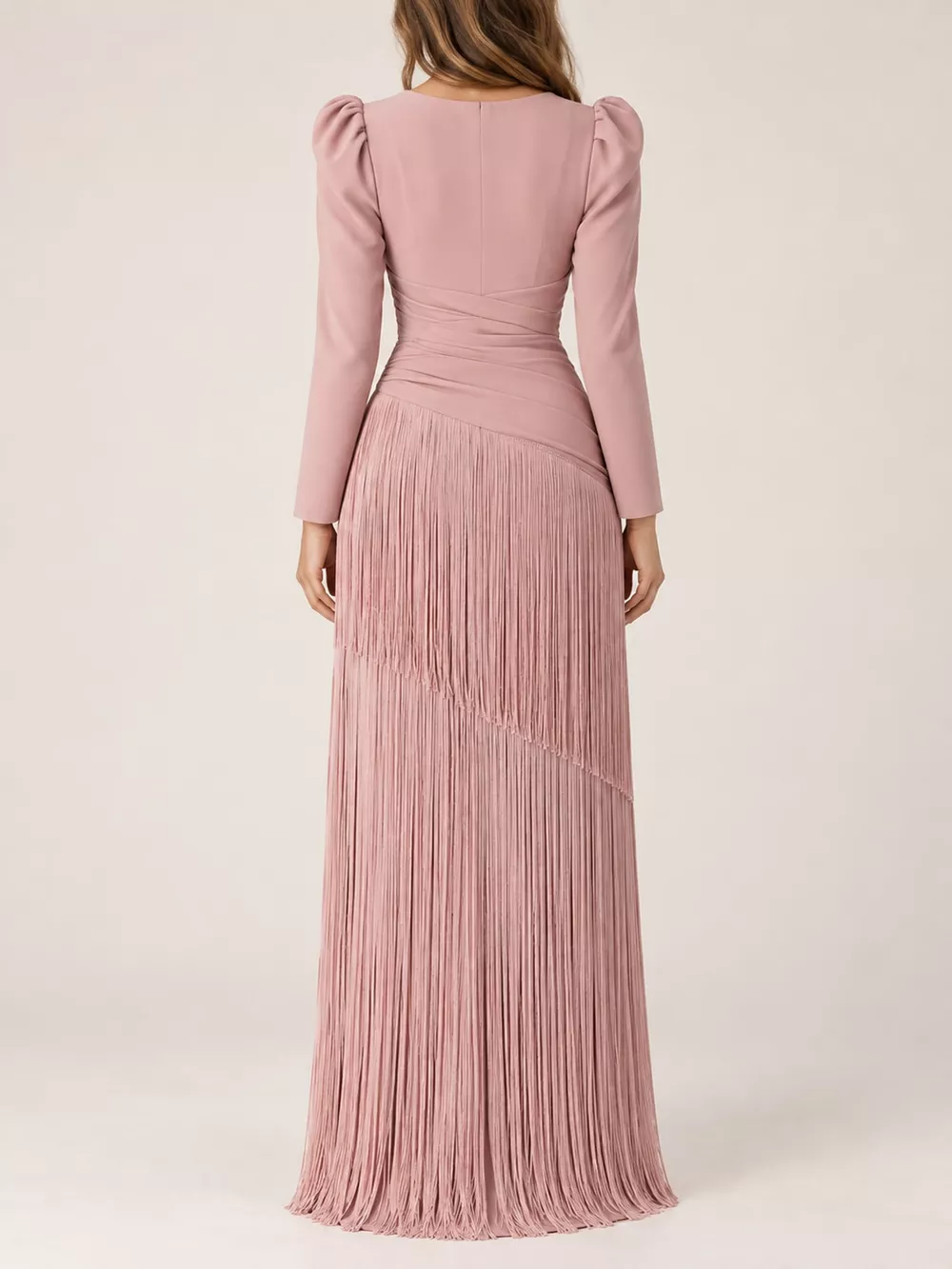 V-Neck Fringe Midi Dress, image 3