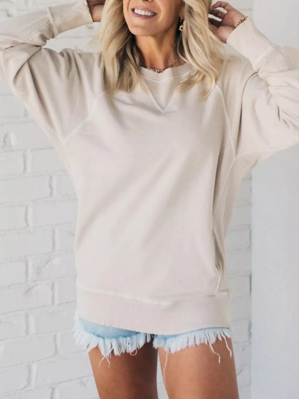 Crew Neck Raglan Sleeve Sweatshirt, image 19
