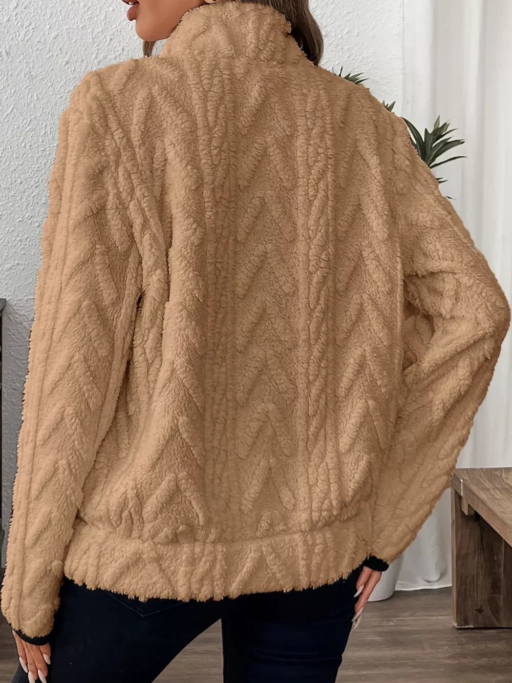Full Size Quarter-Zip Sherpa Sweatshirt Plus Size, image 28