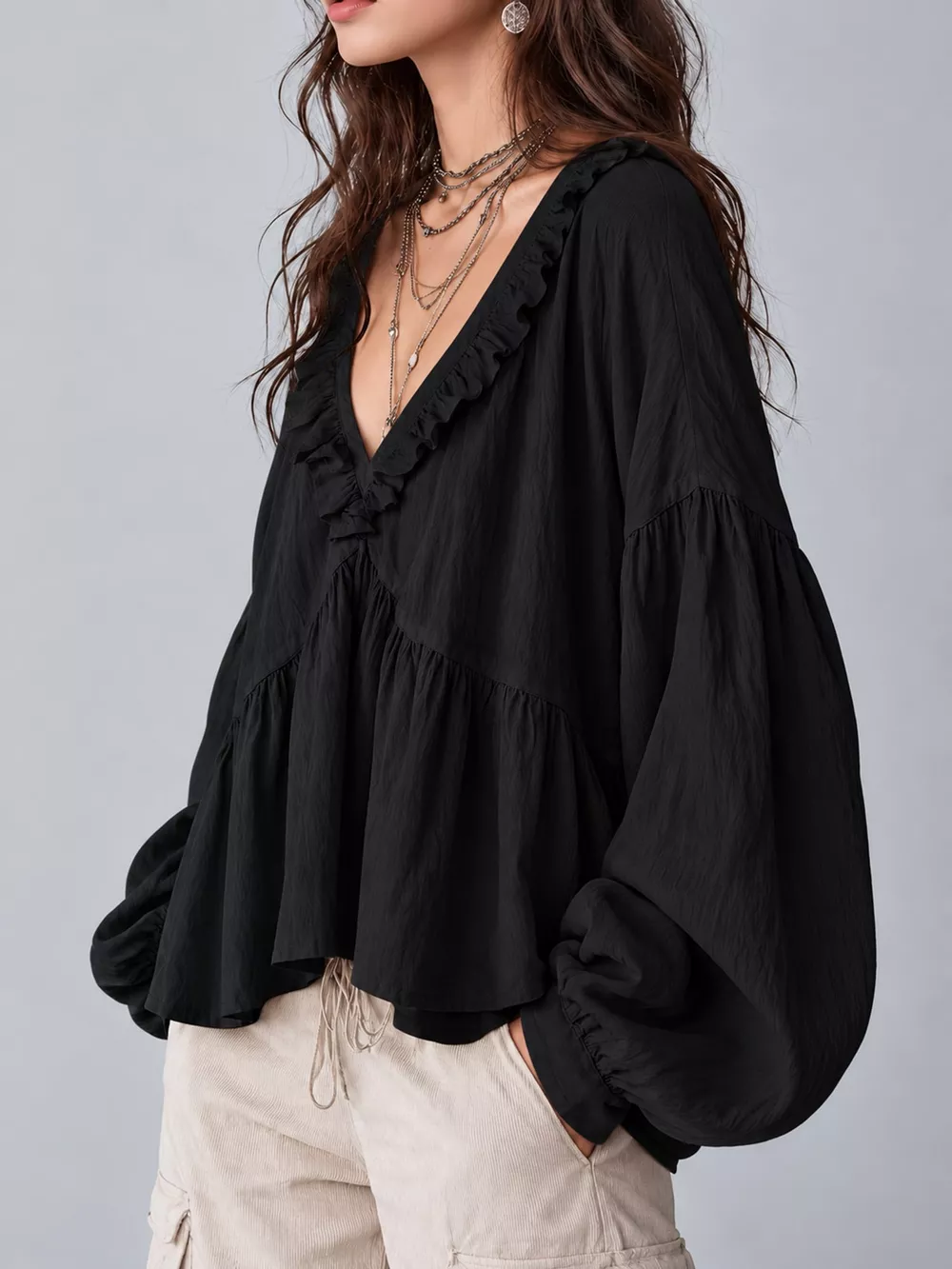 Ruffled V-Neck Blouse, image 31
