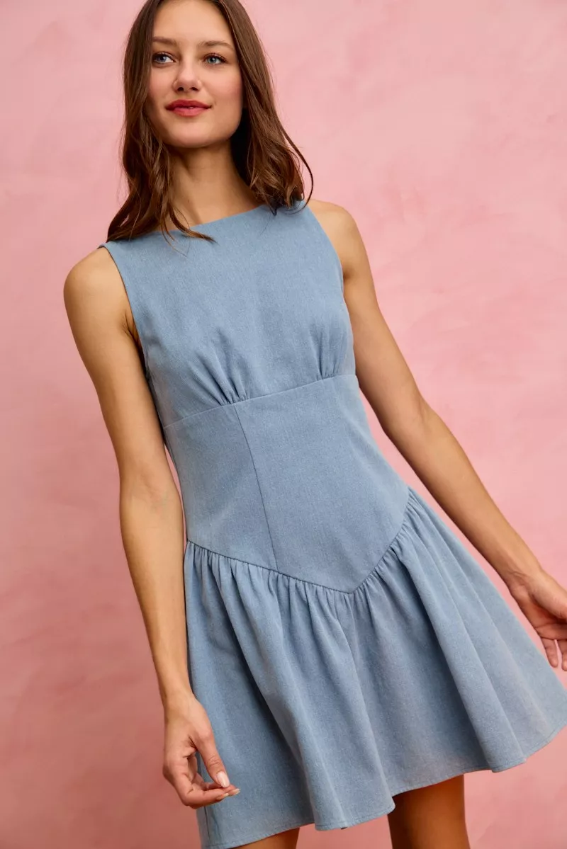 Fit And Flare Sleeveless Denim Mini Dress, image 10