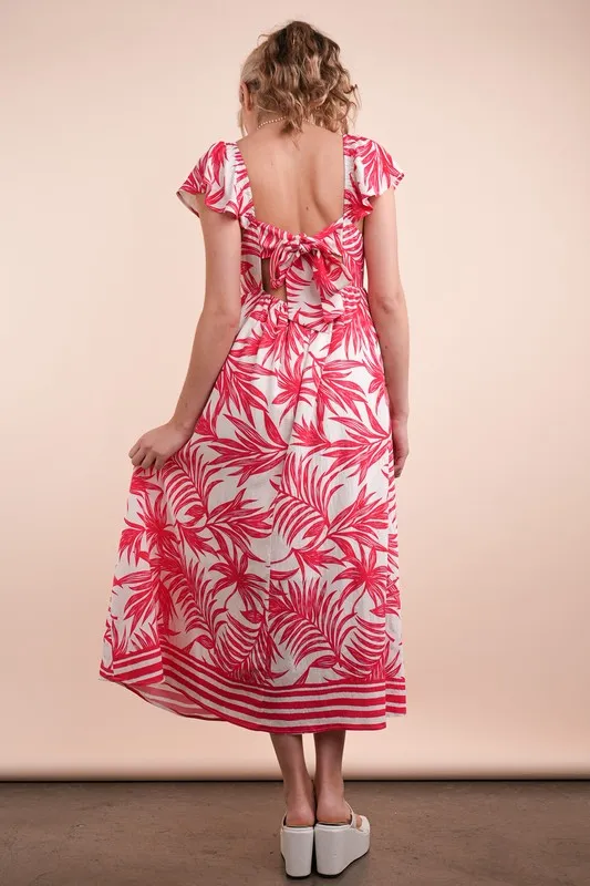 Tropical Printed Midi Summer Boho Dress, image 2