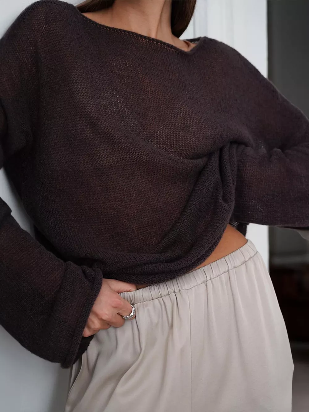 Lightweight Dropped Shoulder Knit Cover Up, image 15