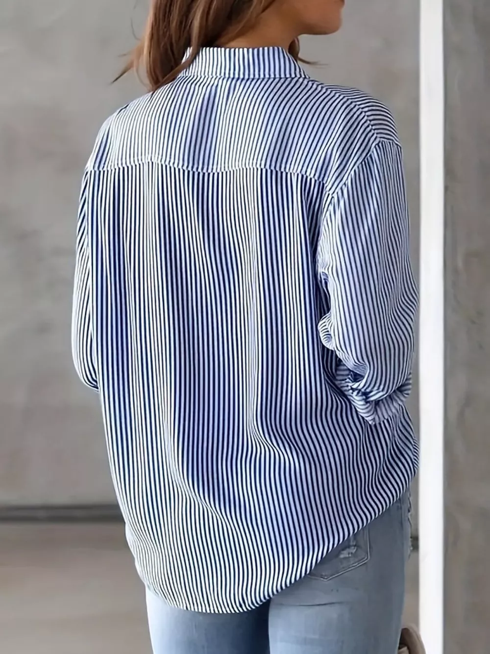Full Size Striped Button-Down Long Sleeve Shirt Plus Size, image 5