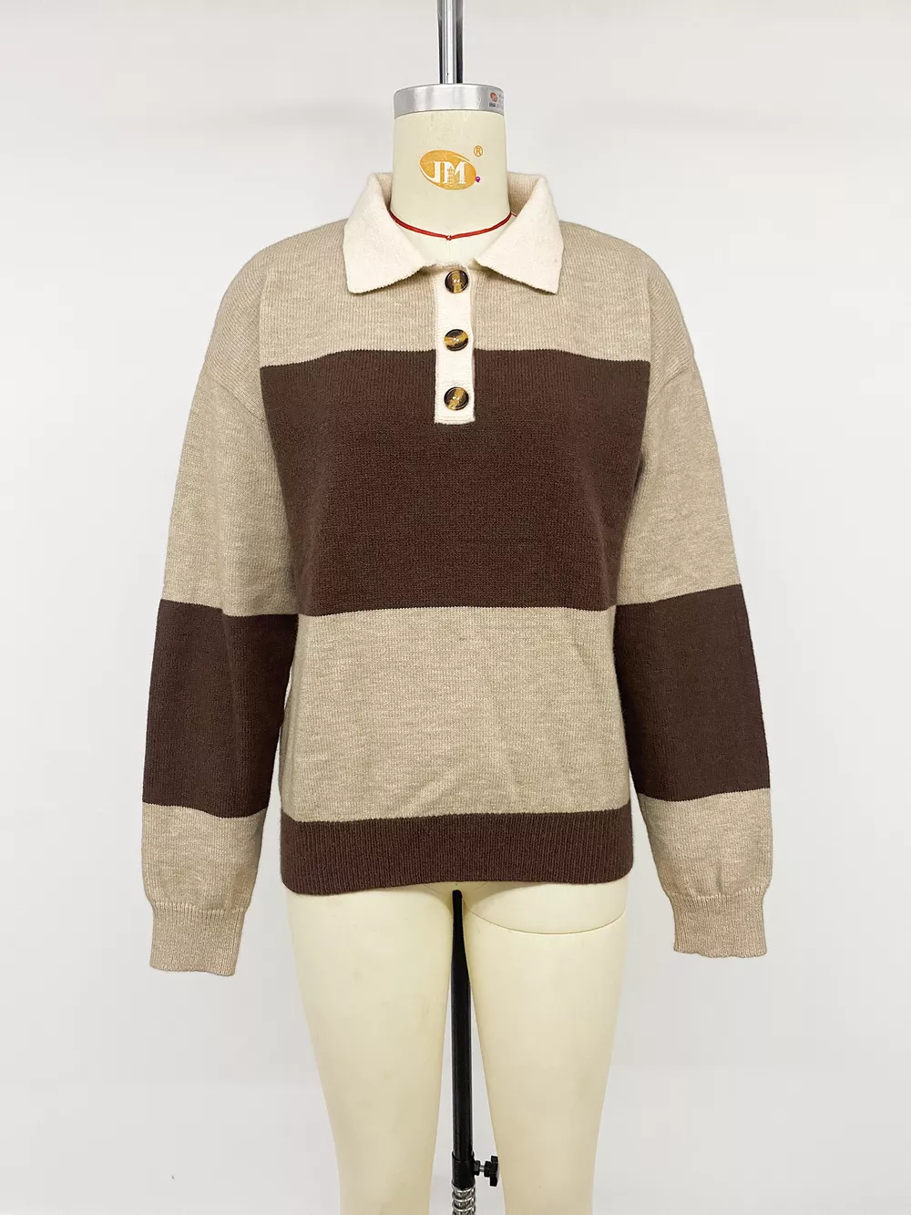 Color Block Polo Collar Sweater, image 6
