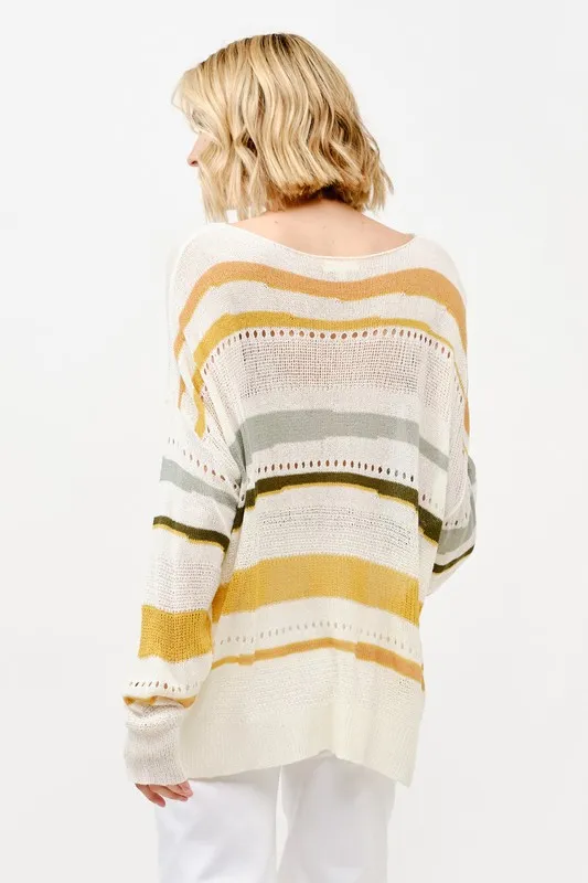 Abstract Striped Light Weight Loose Sweater, image 6