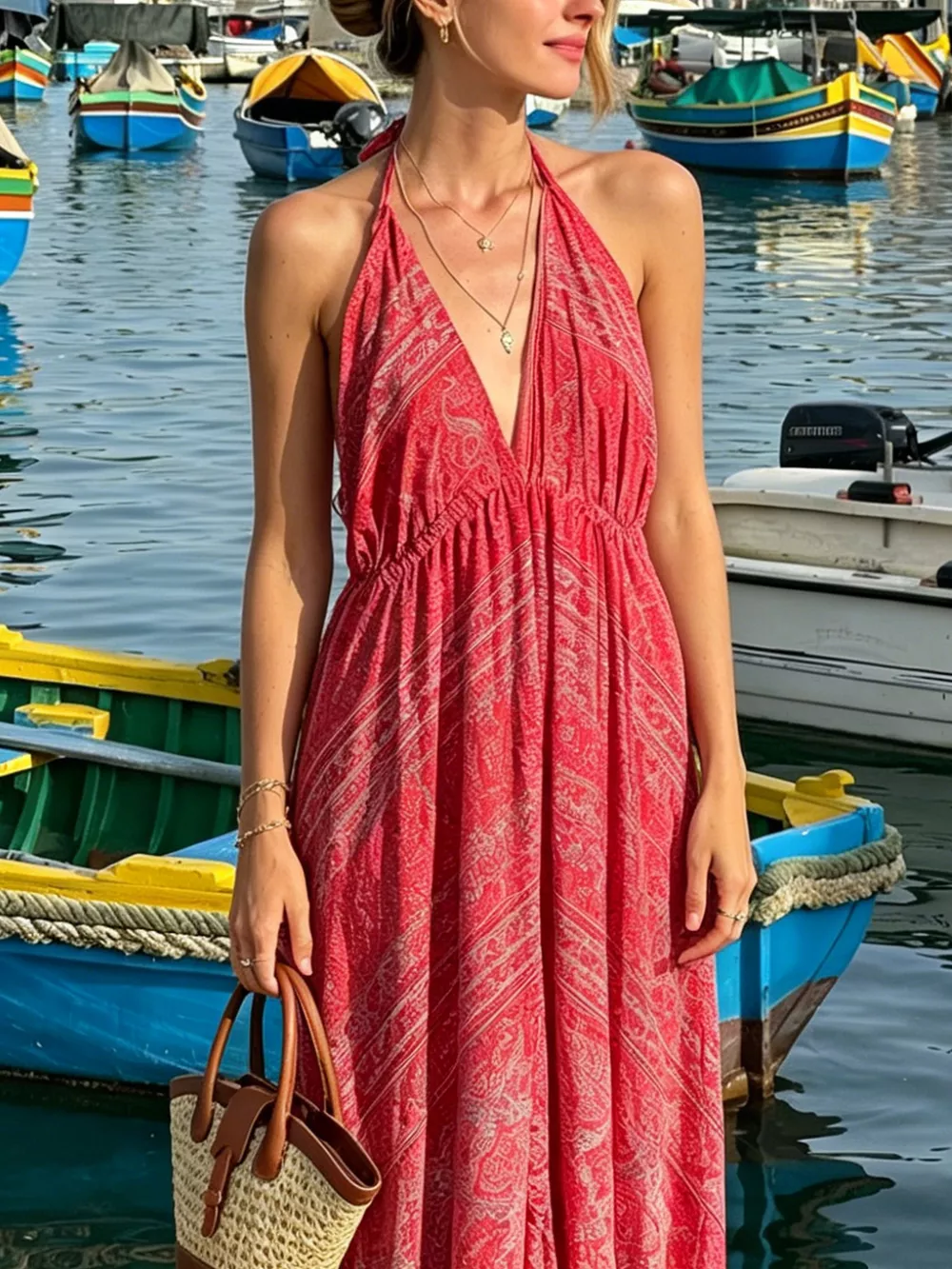 Tiered Halter Neck Maxi Dress, image 5