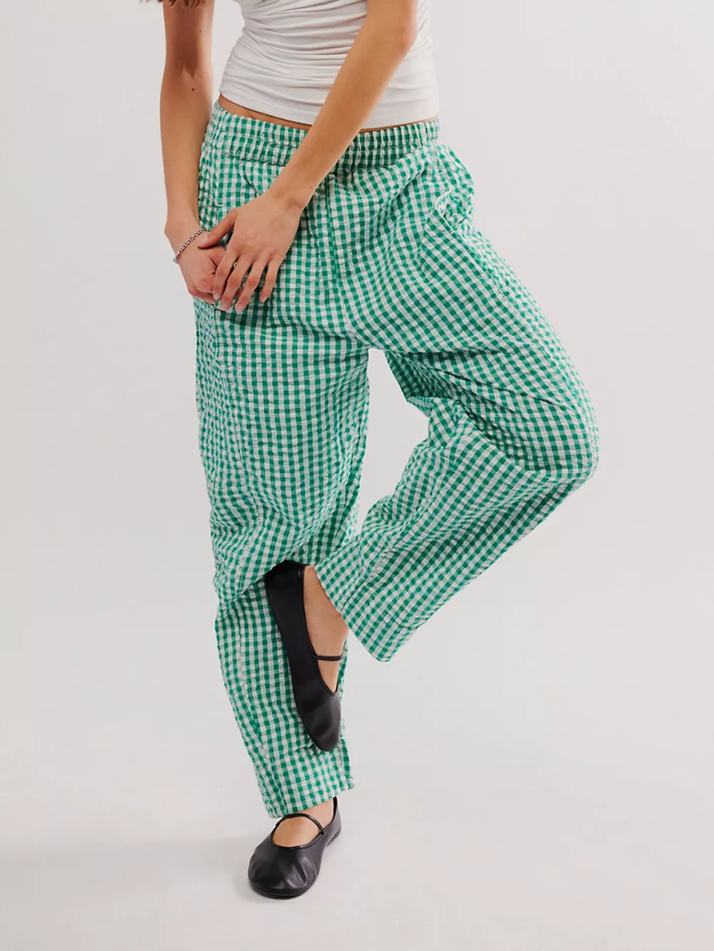 Gingham Relaxed Fit Pants, image 2