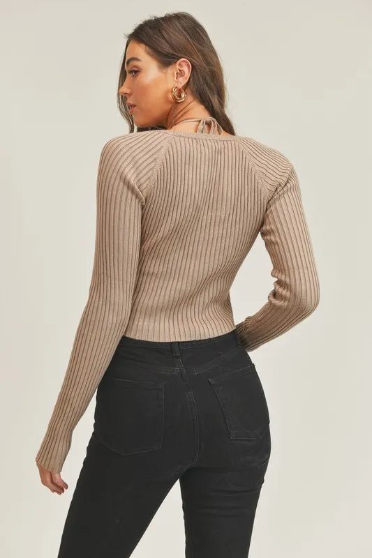 Long Sleeve Crop Sweater Top and Inner Bra Set, image 6