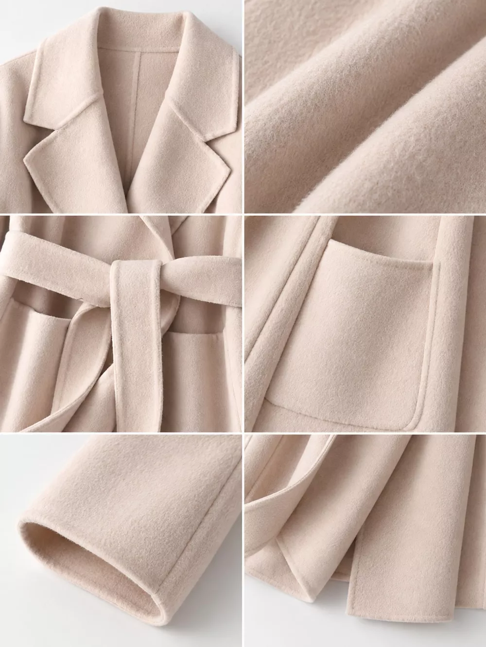 Double-Sided Wool Coat with Belted, image 11