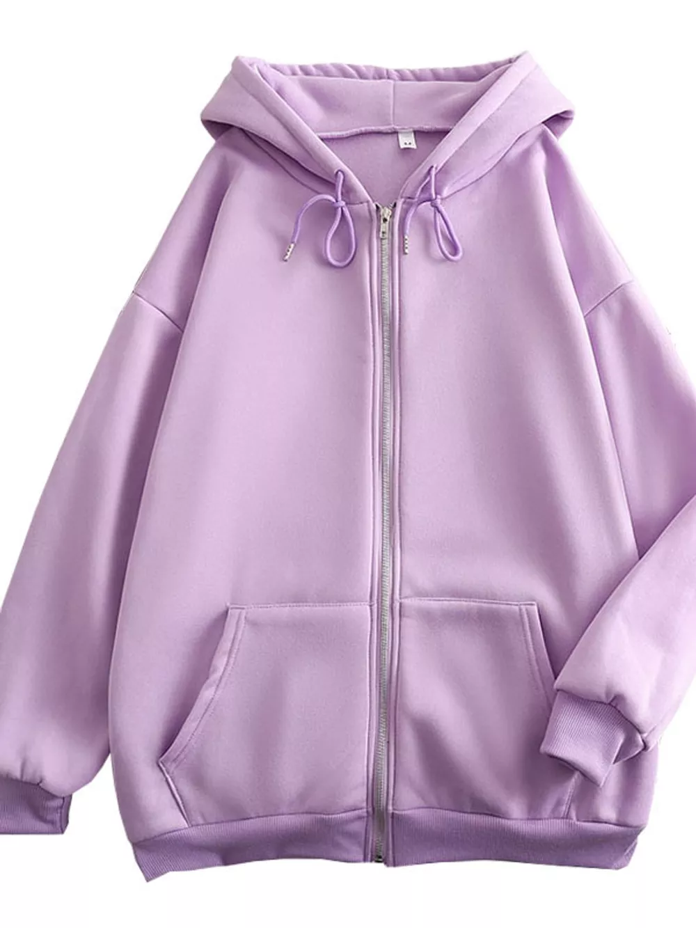 Full Size Oversized Solid Zip-Up Hoodie with Drawstring Plus Size, image 29
