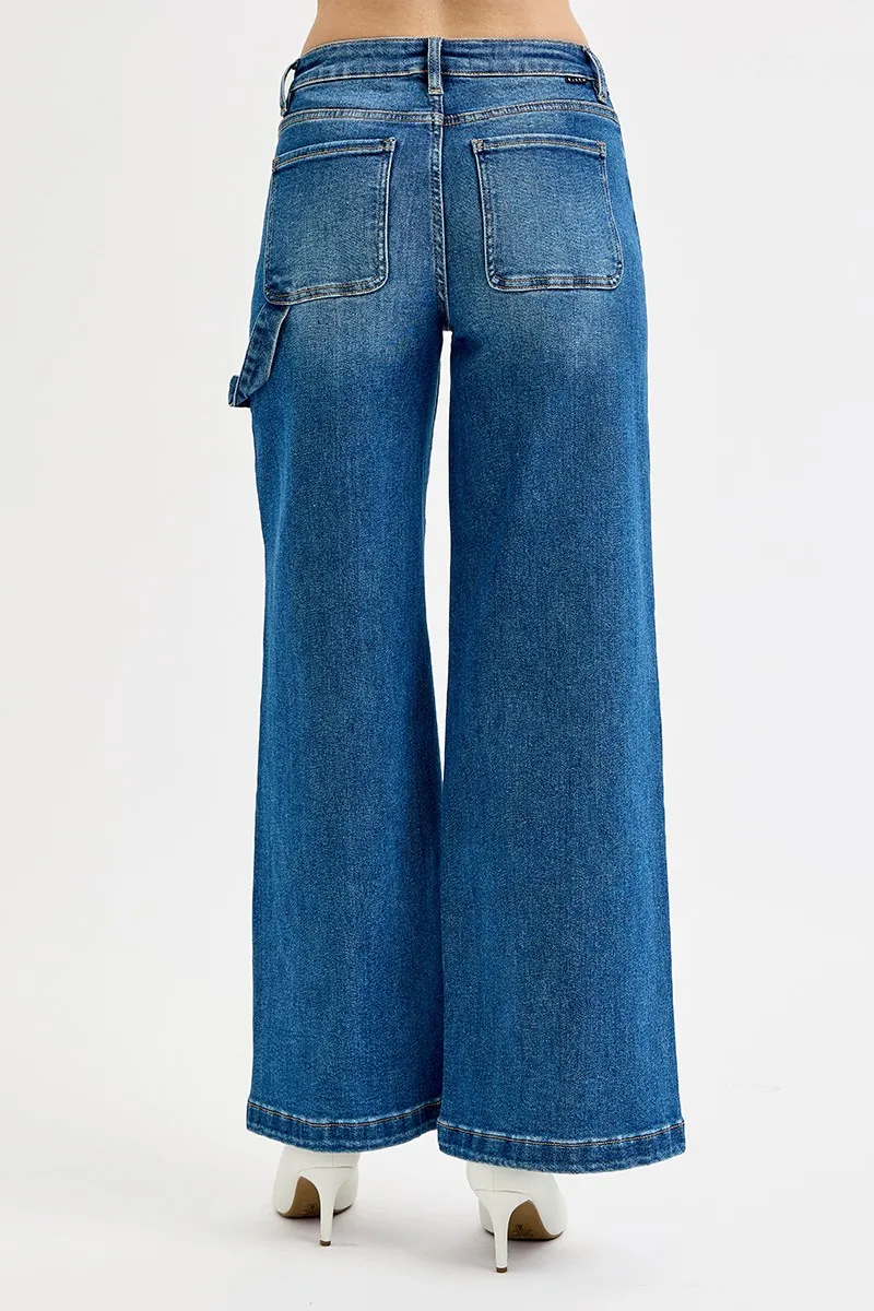 Full Size High Rise Wide Leg Patch Detailed Jeans Plus Size, image 4