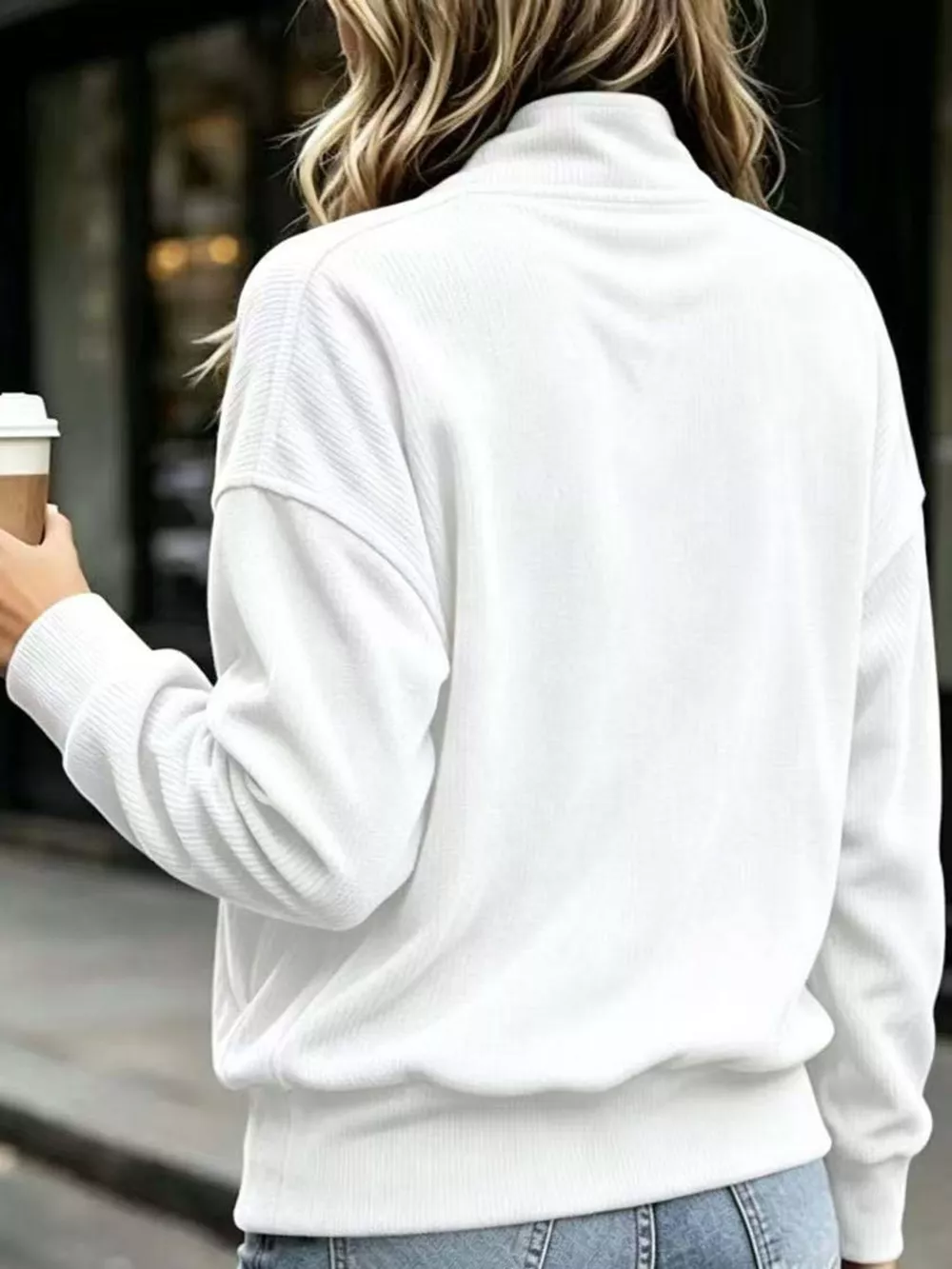 Full Size Quarter-Snap Sweatshirt with Kangaroo Pocket Plus Size, image 3
