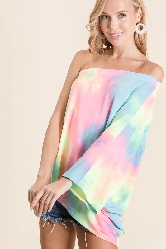 Tie Dye French Terry One Shoulder Top with Dolman, image 10