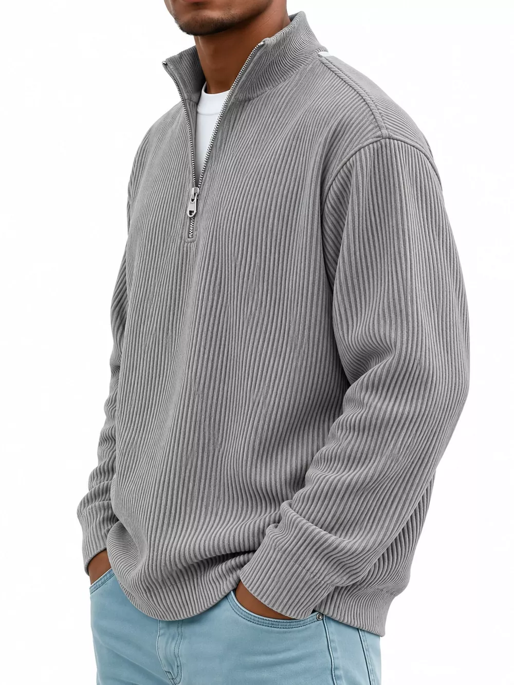 Men's Full Size Quarter-Zip Long Sleeve Sweatshirt Plus Size, image 7