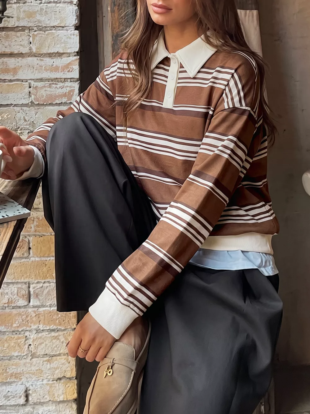 Striped Dropped Shoulder Sweatshirt, image 5