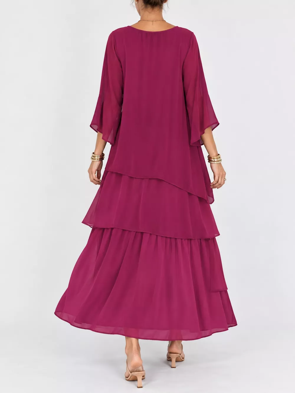 Full Size Layered Batwing Sleeve Maxi Dress Plus Size, image 7