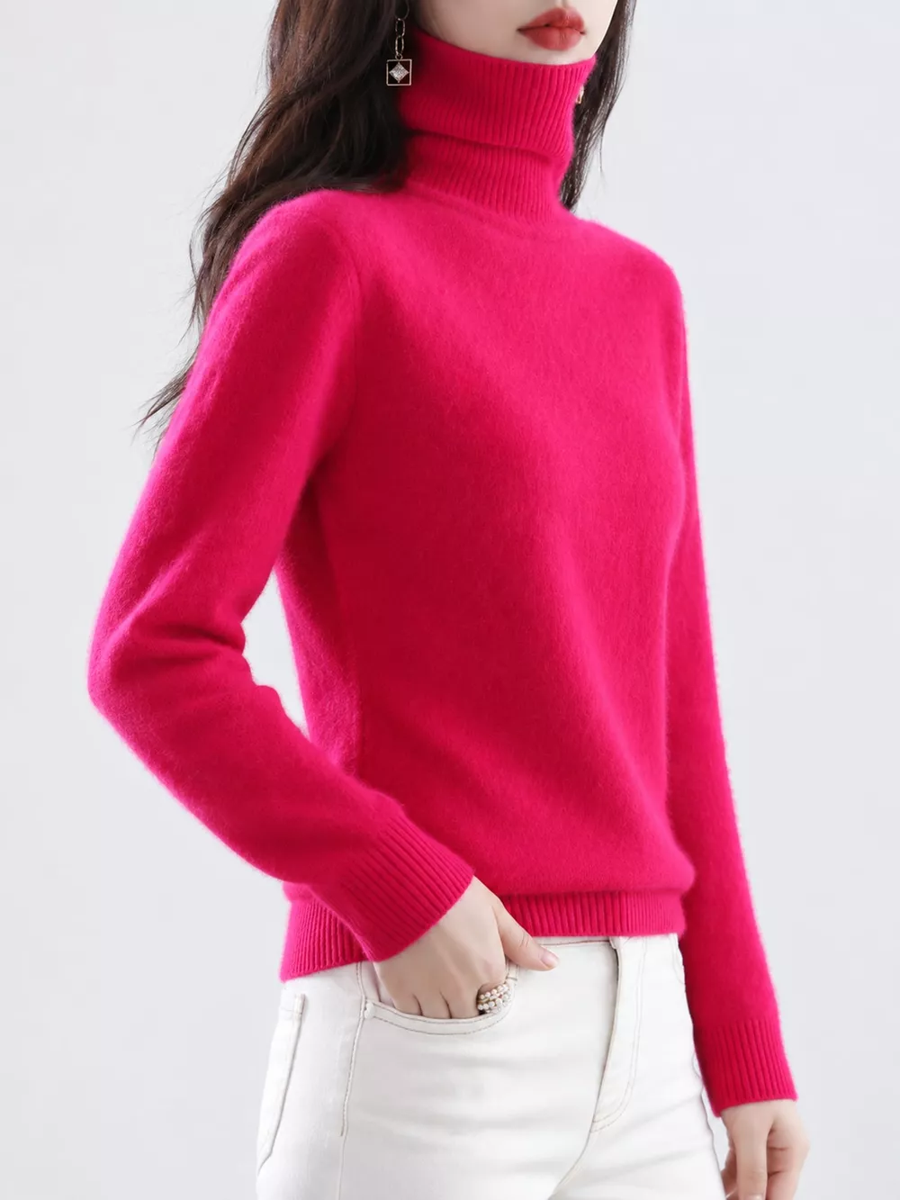 Full Size Turtleneck Long Sleeve Sweater Plus Size, image 42