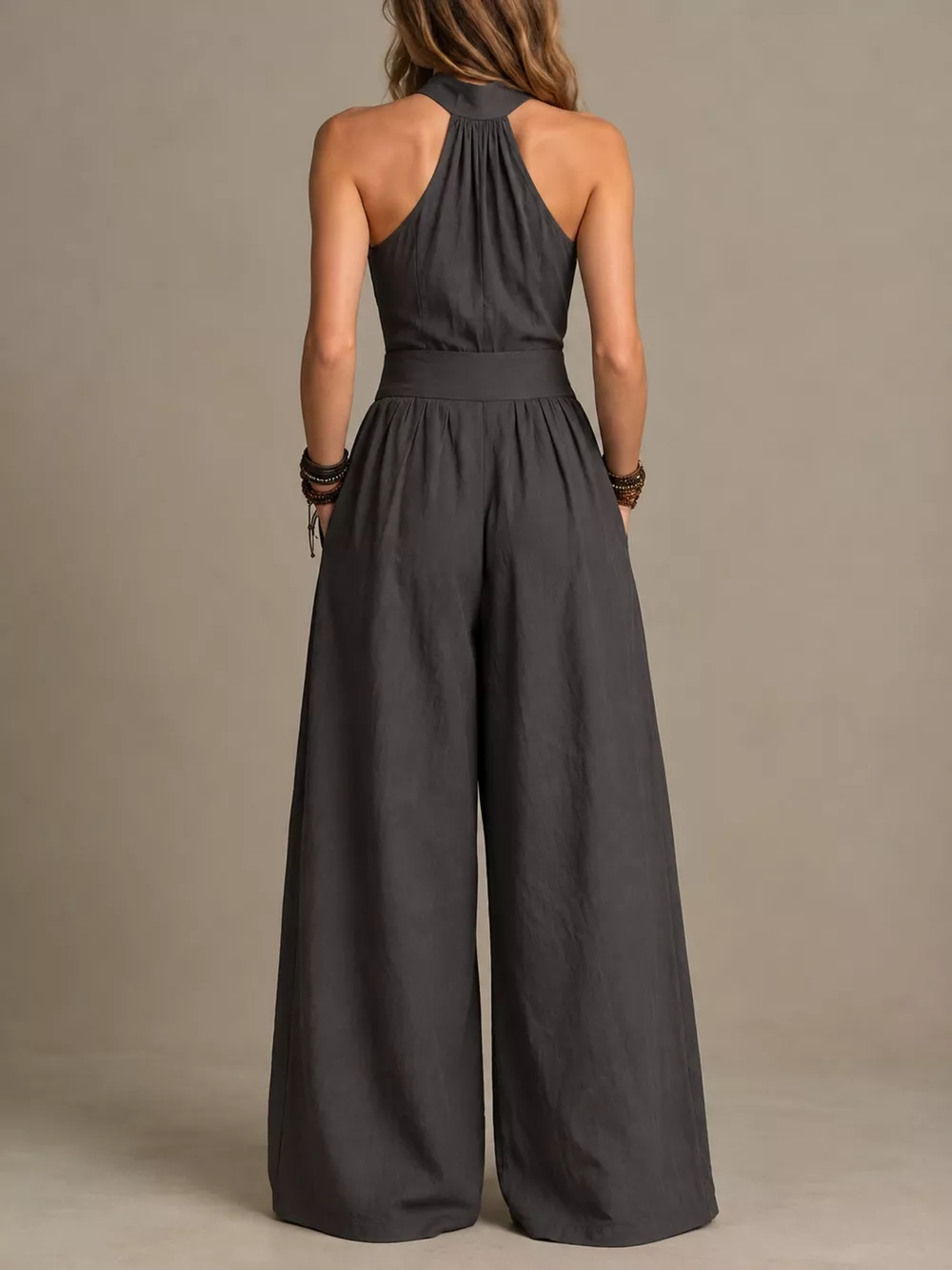 Full Size Halter Neck Wide-Leg Jumpsuit Plus Size, image 20