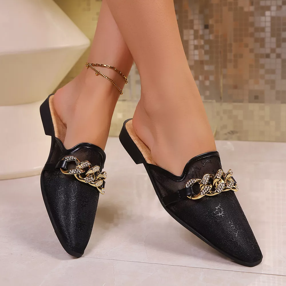 Point Toe Chain Detail Sandals, image 8