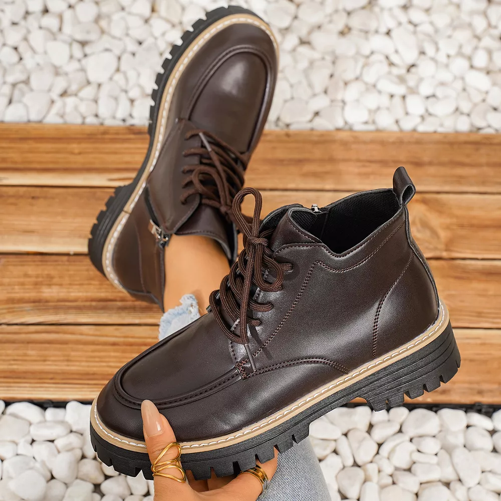 Chunky Lace-Up Combat Boots, image 3