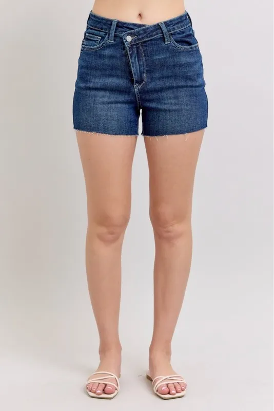 Full Size High Waist Criss-Cross Waistband Denim Shorts Plus Size, image 17