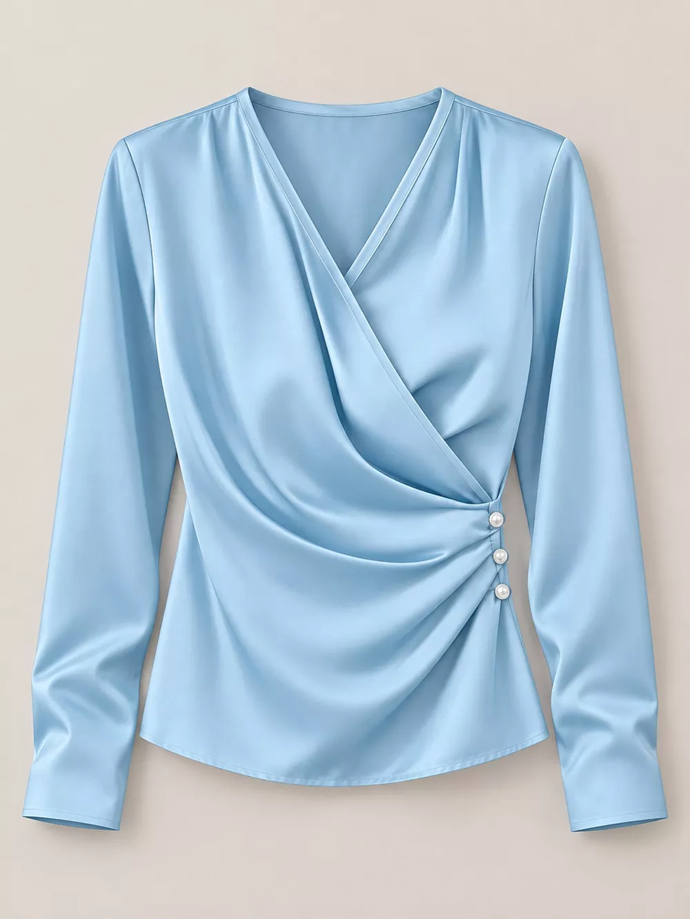 Satin Surplice Long Sleeve Blouse, image 37