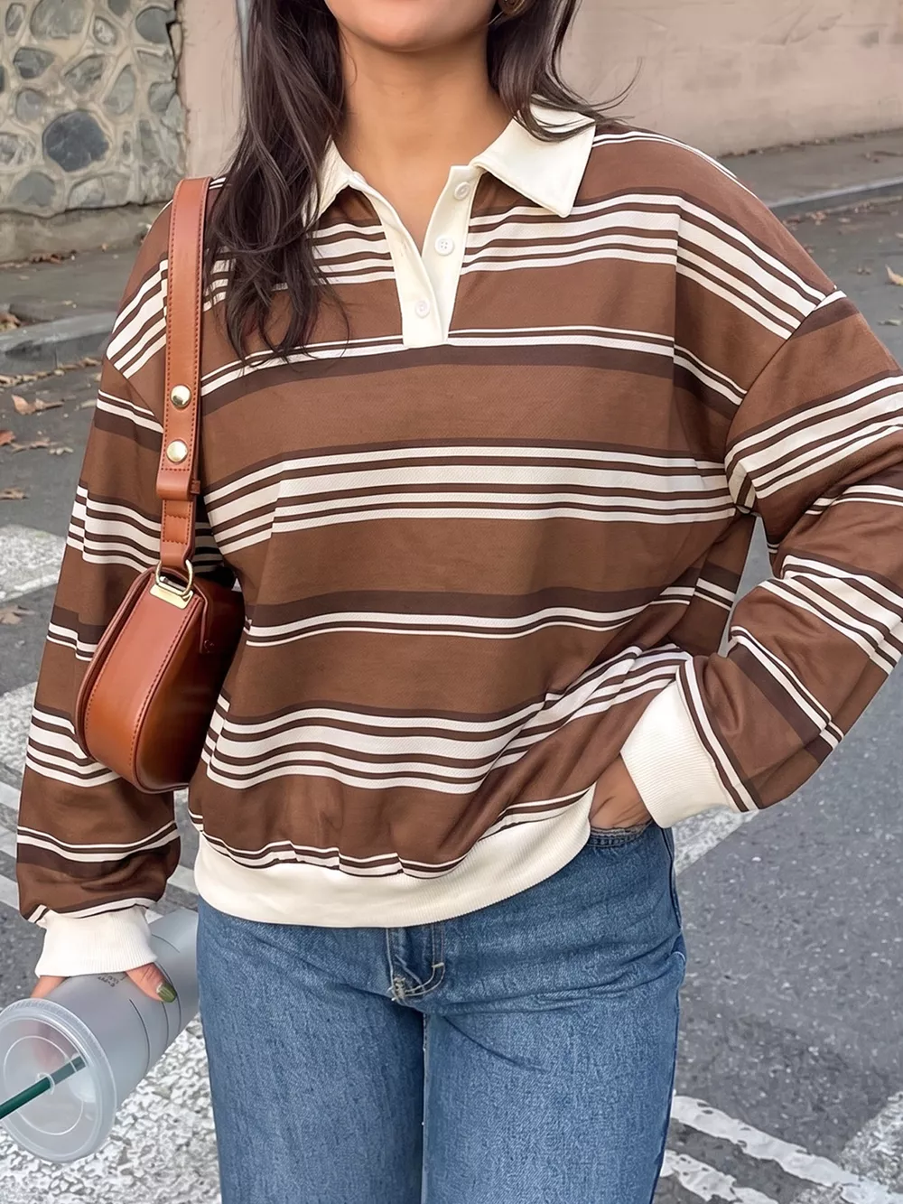 Striped Dropped Shoulder Sweatshirt, image 4