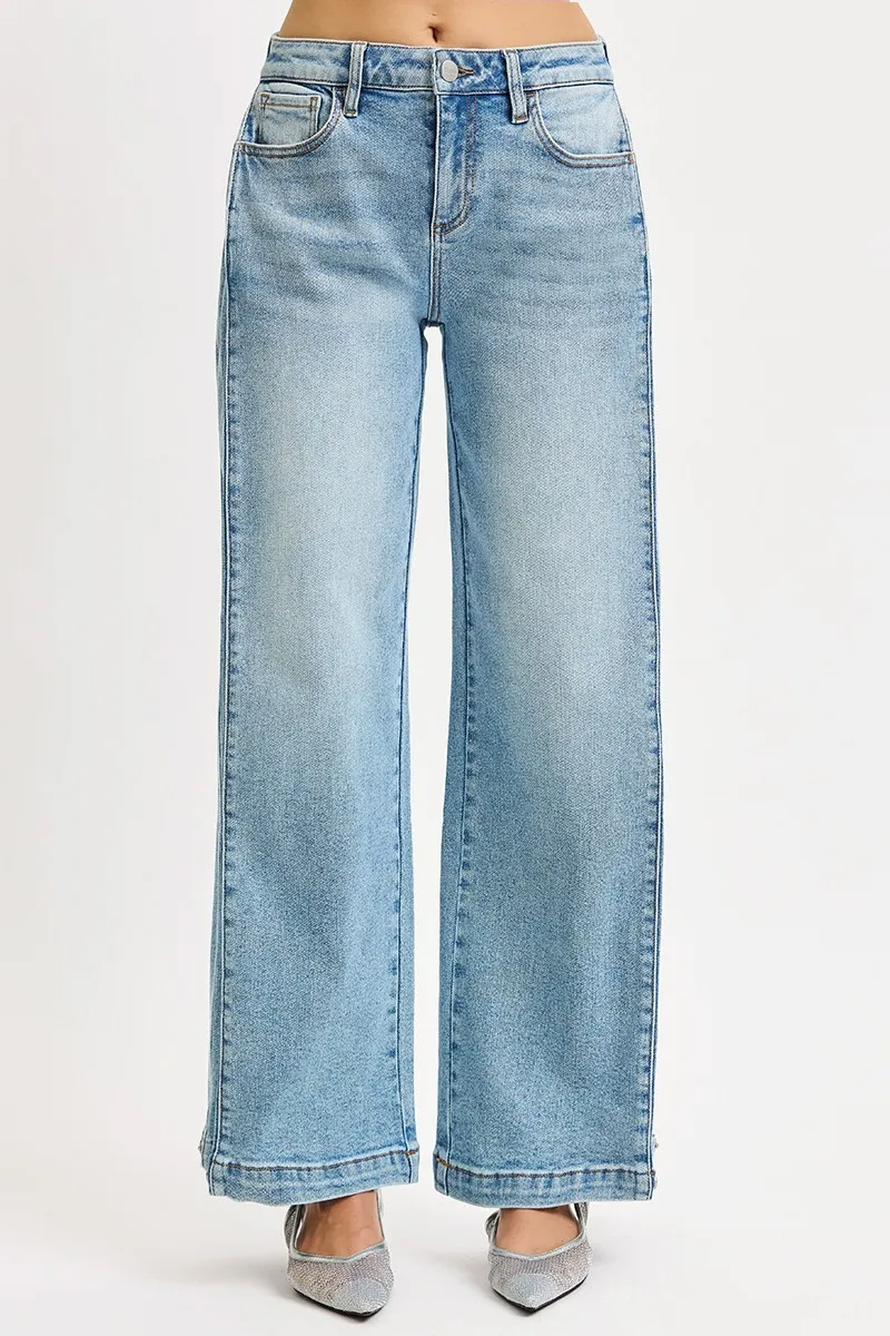 Mid Rise Wide Barrel Transferable Leg Snap Jeans, image 7