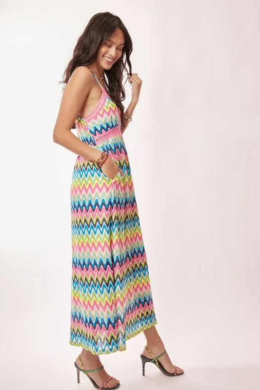 Multi Color Crochet Lace Midi Dress, image 4