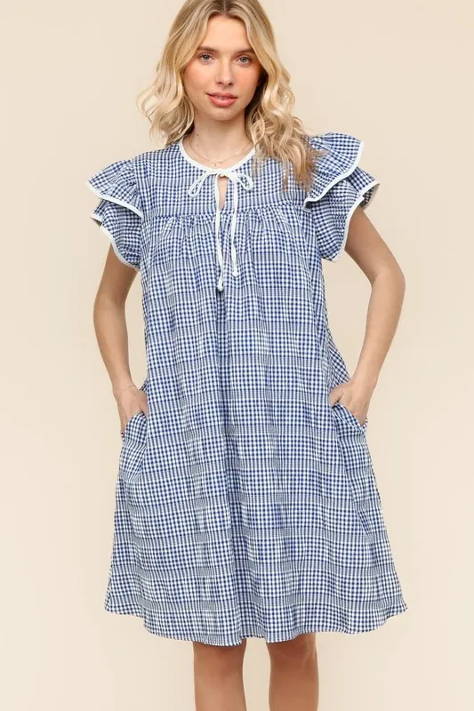Double Ruffle Sleeve Dress with Side Pockets, image 7