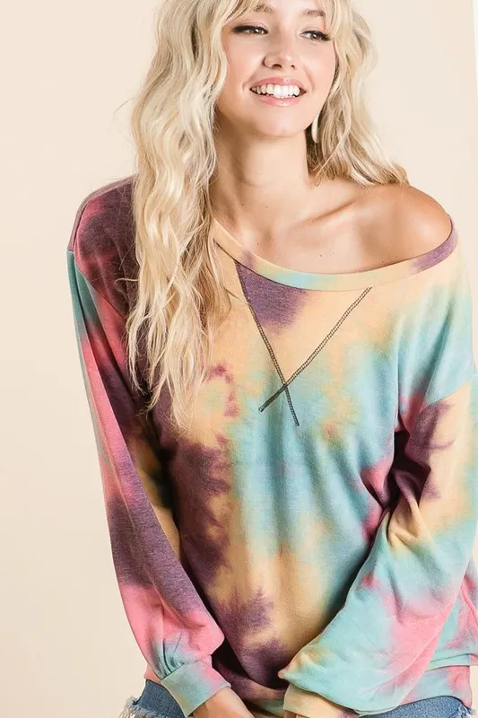 Tie Dye Print French Terry Sweatshirt, image 5