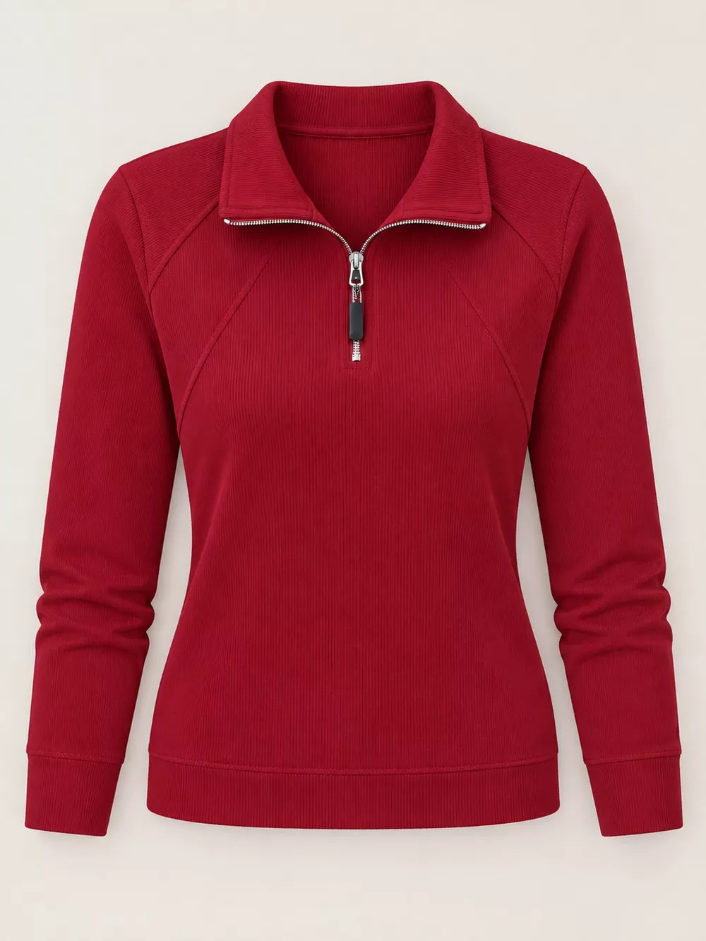Plus Size Quarter-Zip Long Sleeve Top, image 9