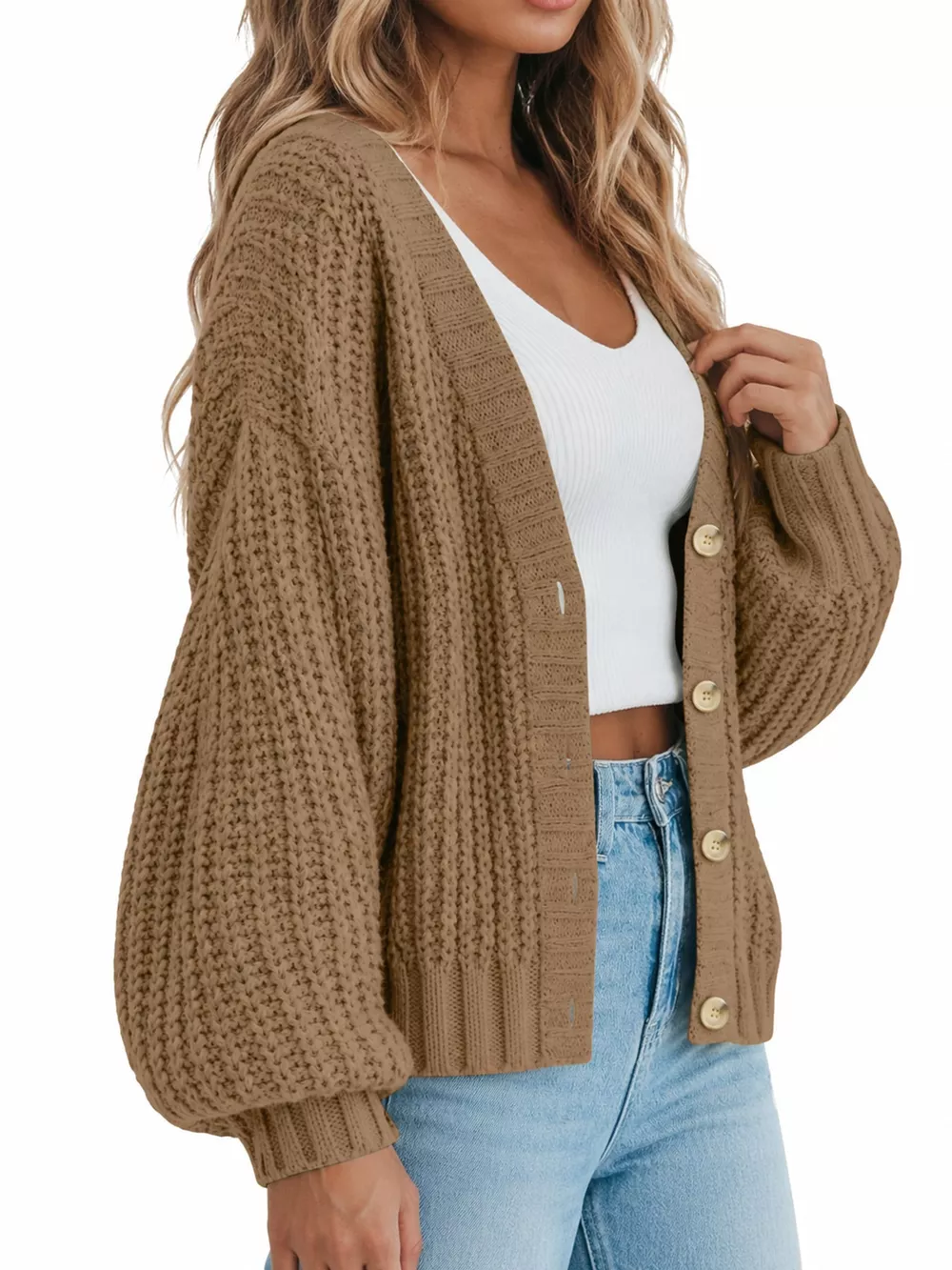 Full Size Chunky Knit Button-Down Cardigan Plus Size, image 23
