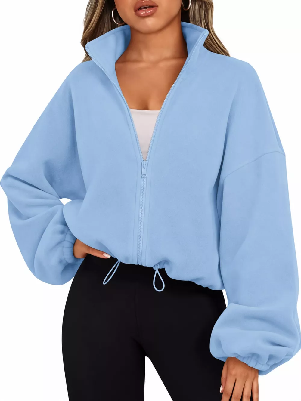 Drawstring Hem Zip Up Jacket, image 20