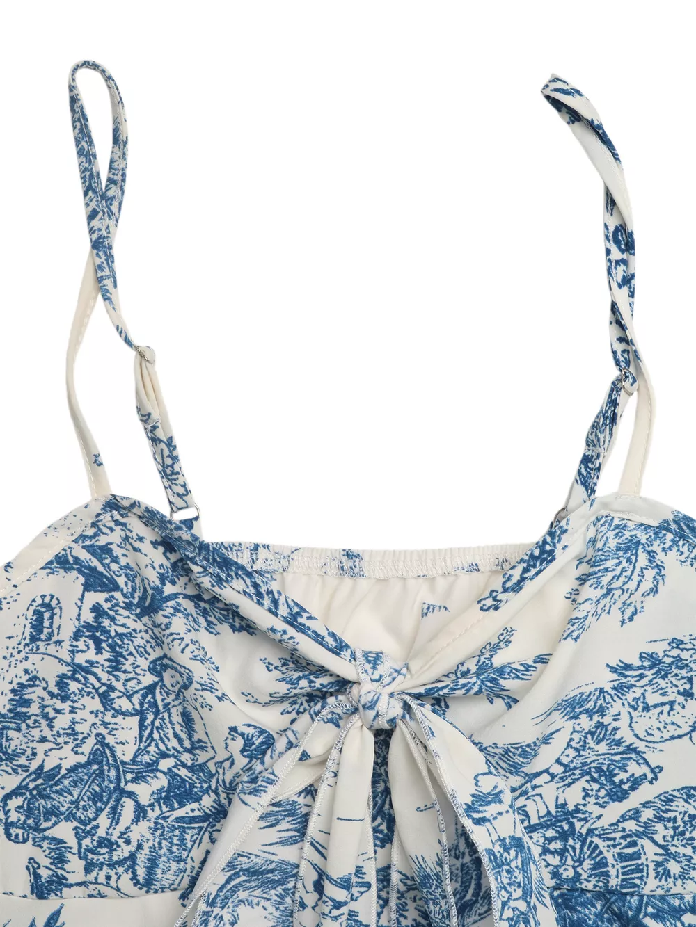 Floral Print Tie Front Ruffle Hem Cami, image 7