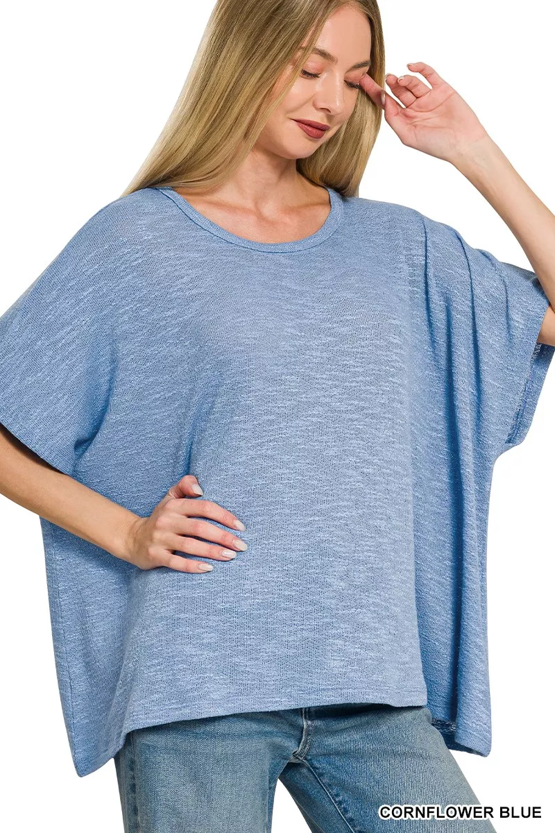 Zenana Oversized Slub Hacci Top, image 2