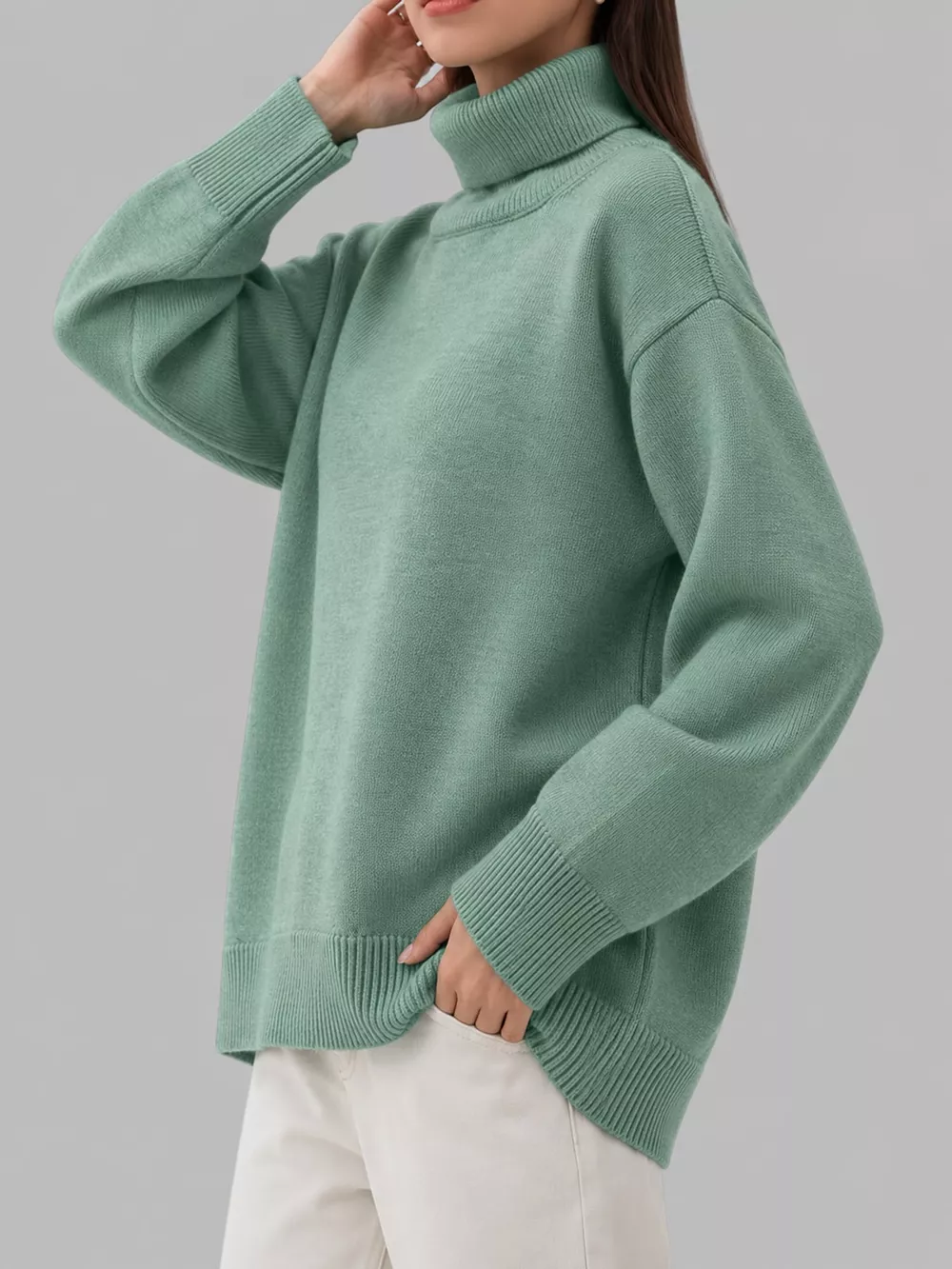 Turtleneck Dropped Shoulder Sweater, image 21