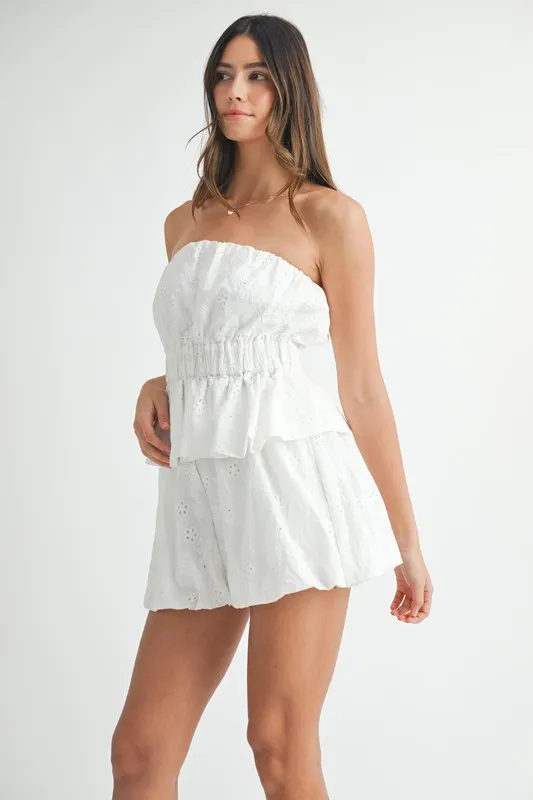 Floral Eyelet Lace Tube Top and Short Set, image 10