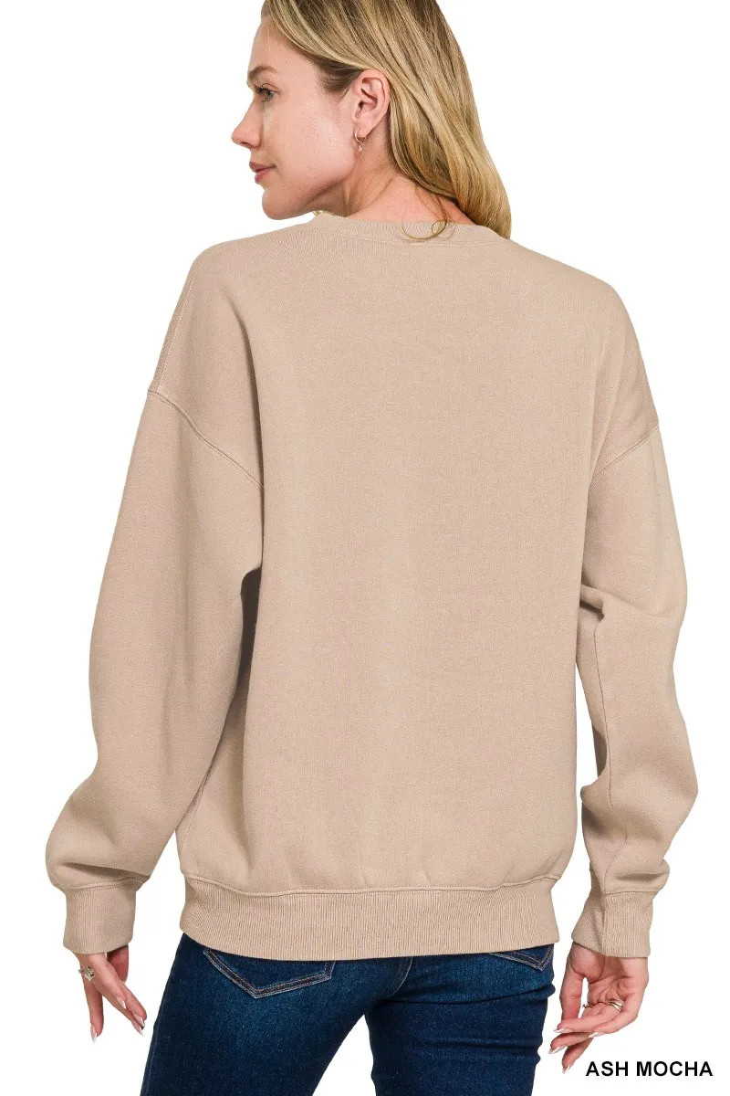 Fleece Crewneck Long Sleeve Sweatshirt, image 3