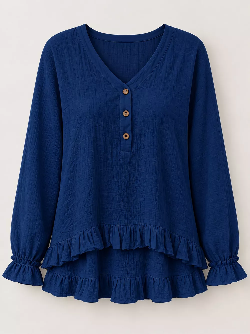 V-Neck Long Sleeve Ruffled Hem Blouse, image 19