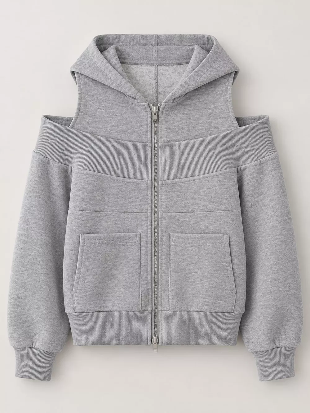 Cold Shoulder Zip-Up Hoodie, image 5