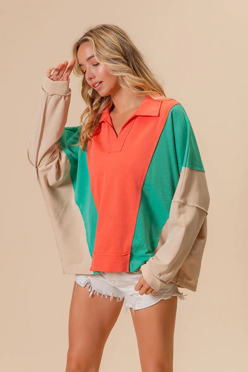 Colorblock Exposed Seam French Terry Sweatshirt, image 14