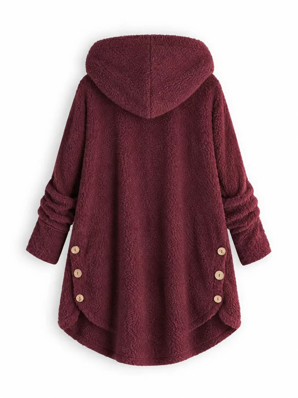 Full Size Fleece Button Up Hooded Outerwear Plus Size, image 11