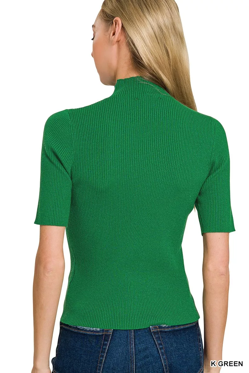 Viscose Ribbed Mock Neck Sweater, image 2
