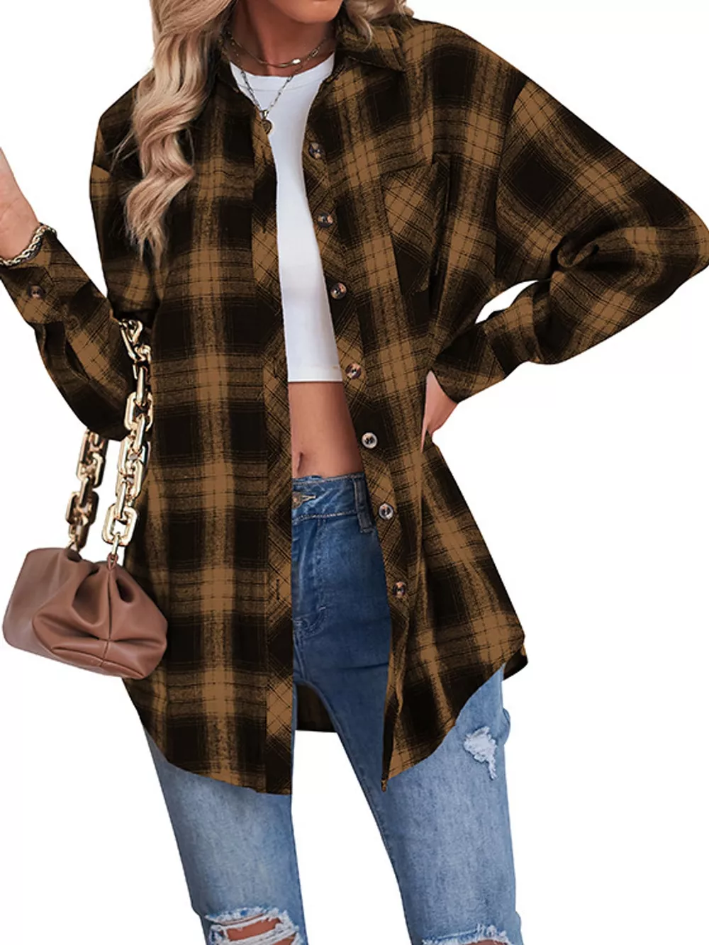 Plaid Button-Down Oversized Shirt, image 27
