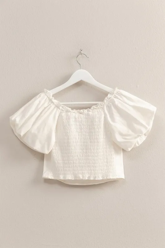 Puff Sleeve Sweetheart Neck Top, image 4