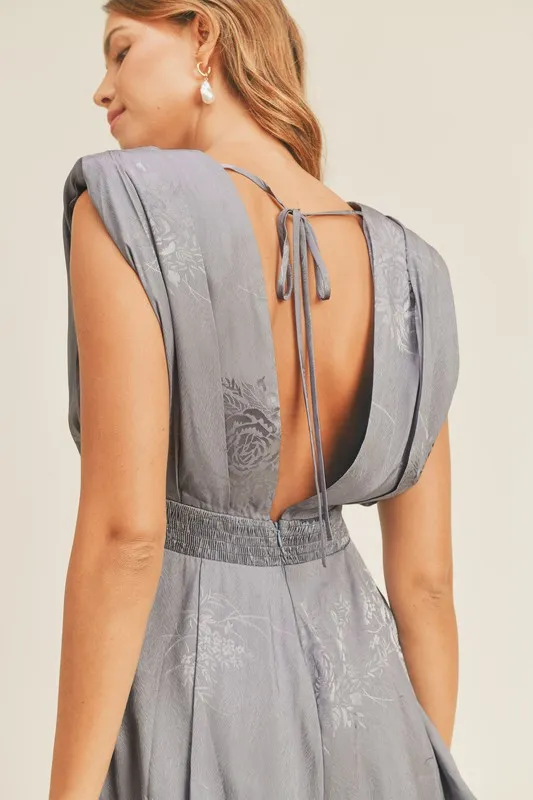 Draped Romper with Pleated Shoulder Pad Detail, image 4