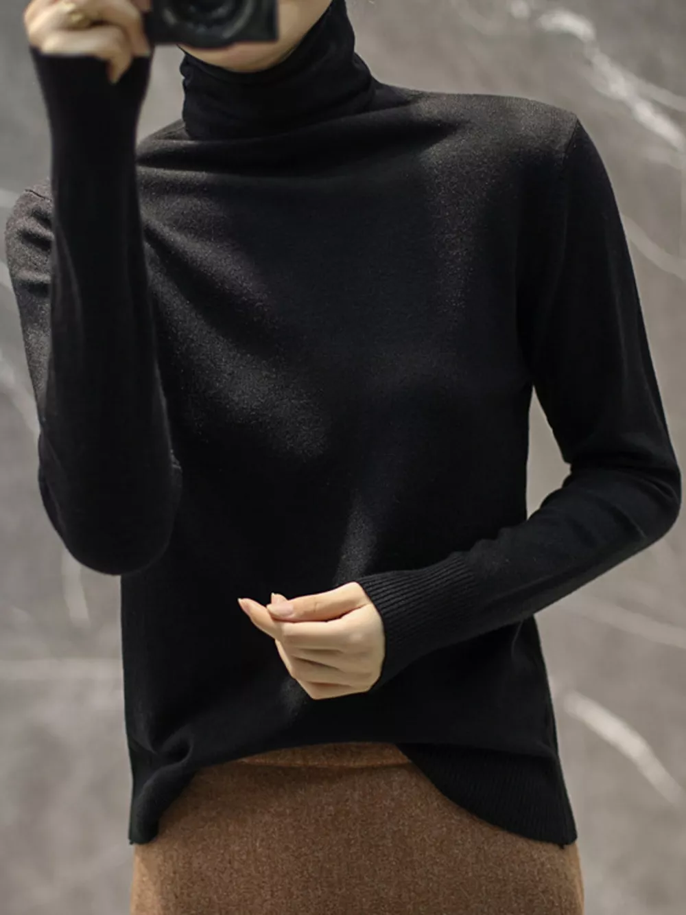 Full Size Slim-Fit Turtleneck Knit Top Plus Size, image 11